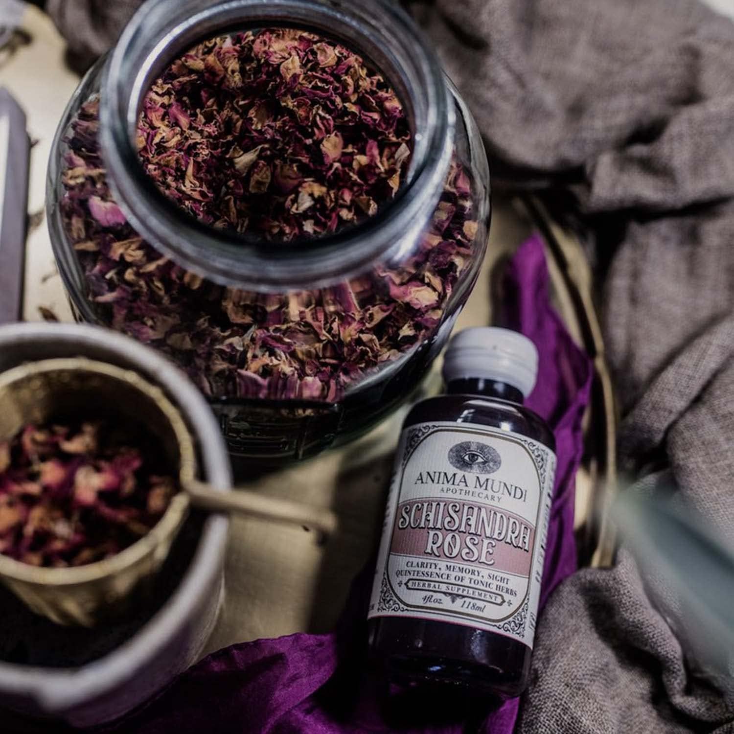 Anima Mundi Apothecary Schisandra Rose Elixir - Liquid Schisandra Berry Adaptogen Supplement with Wildcrafted Rose Petals for Liver and Kidney Support - Anima Mundi Beauty Supplements (2oz / 59ml)