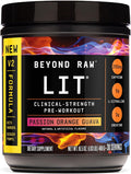 BEYOND RAW LIT V2 Clinical Strength Pre Workout Powder, Hits Harder, Bigger Pumps, Caffeine, L-Citrulline, Creatine, Passion Orange Guava, 30 Servings