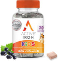 Active Iron Supplement 7mg + Vitamin D for Kids – Increases Iron & Energy Levels – Gentle, Non-Constipating Blackcurrant Chews – Highly Absorbed – Supports Growth & Immune Health – 30 Chews