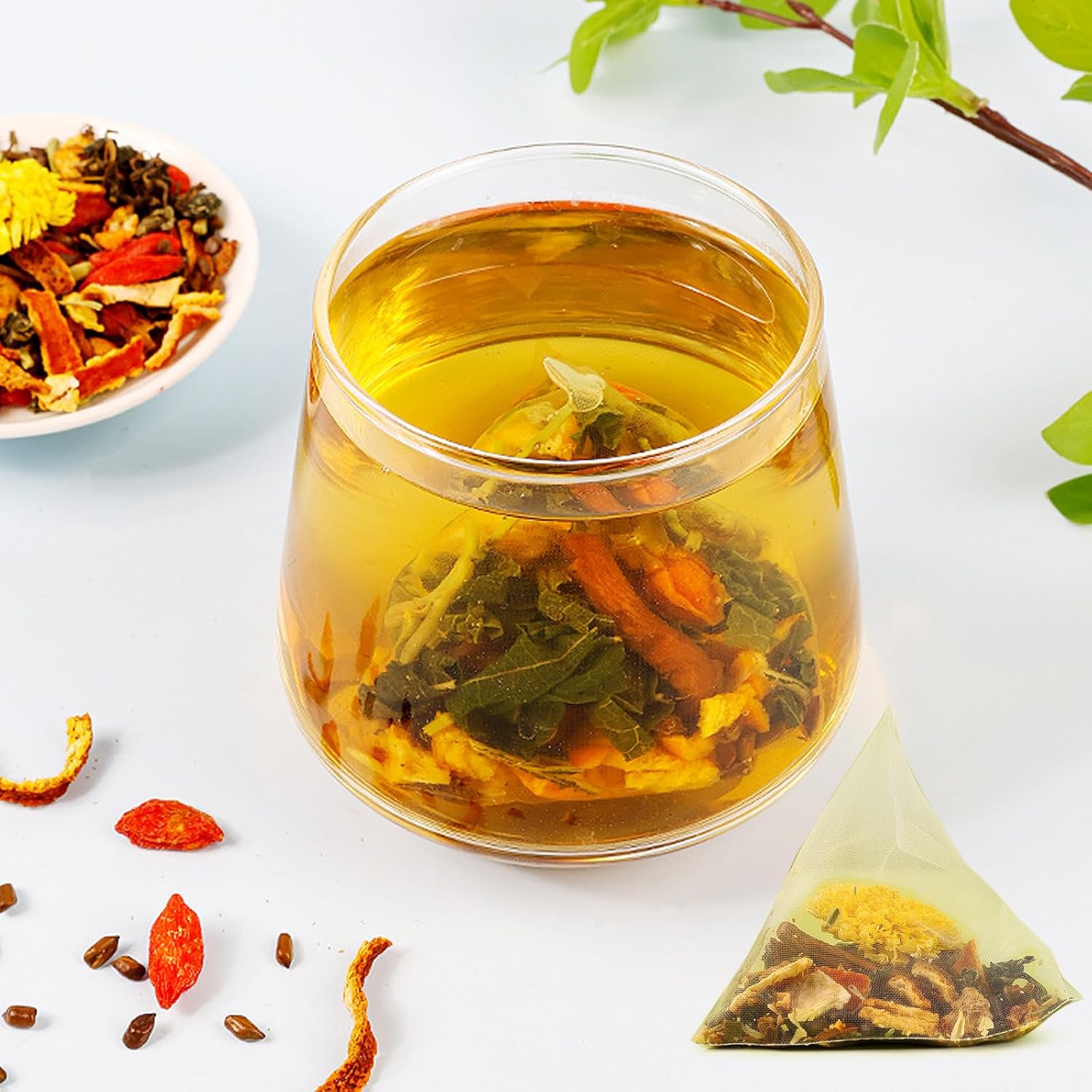 Goji Berry Chrysanthemum Tea for Liver Health, Dandelion Wolfberry Tea Bags, 8 Excellent Raw Material Formulas, Liver Cleanse & Detox Herbal Tea Bags, Vegan, Sugar-Free & Caffeine-Free (2BOX (30Bag))
