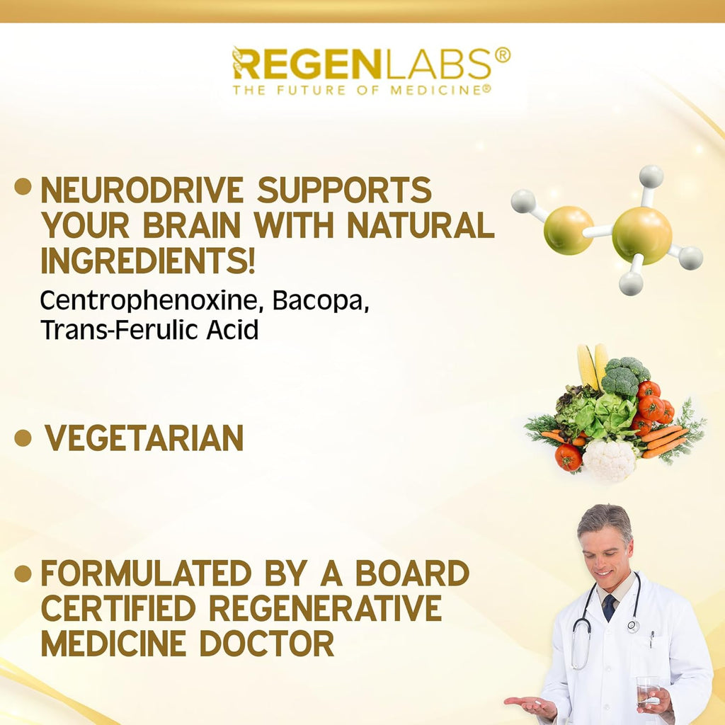 NeuroDrive Memory & Focus Supplement - Boost Brain Focus, Mental Health & Brain Fog | Natural Doctor Approved - Brain Nootropic, Phosphatidylserine, Centrophenoxine, Bacopa - 90 Capsules
