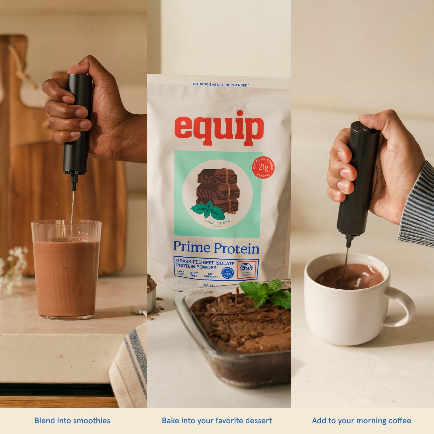 Equip Foods Prime Protein Powder | Clean, Grass Fed Beef Protein Powder for Women & Men | Carnivore Protein Isolate | Paleo, Keto Friendly | Gluten & Dairy Free | 30 Servings, Chocolate Mint