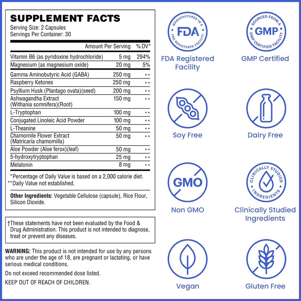 Wellthy Night Time Thermogenic - Vitamin B6, Ashwagandha & Melatonin - Nighttime Thermogenic for Women - Belly Thermogenic - Natural Weight Loss Supplements for Women, 60ct