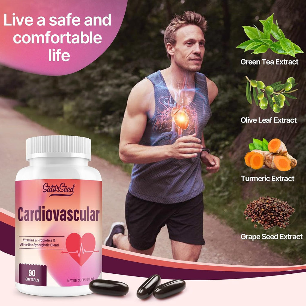Cardiovascular Supplement 3000MG Multi-Vitamins, Probiotics, Omega-3 & CoQ10 Synergistic Blend for Adults (2 Bottle)