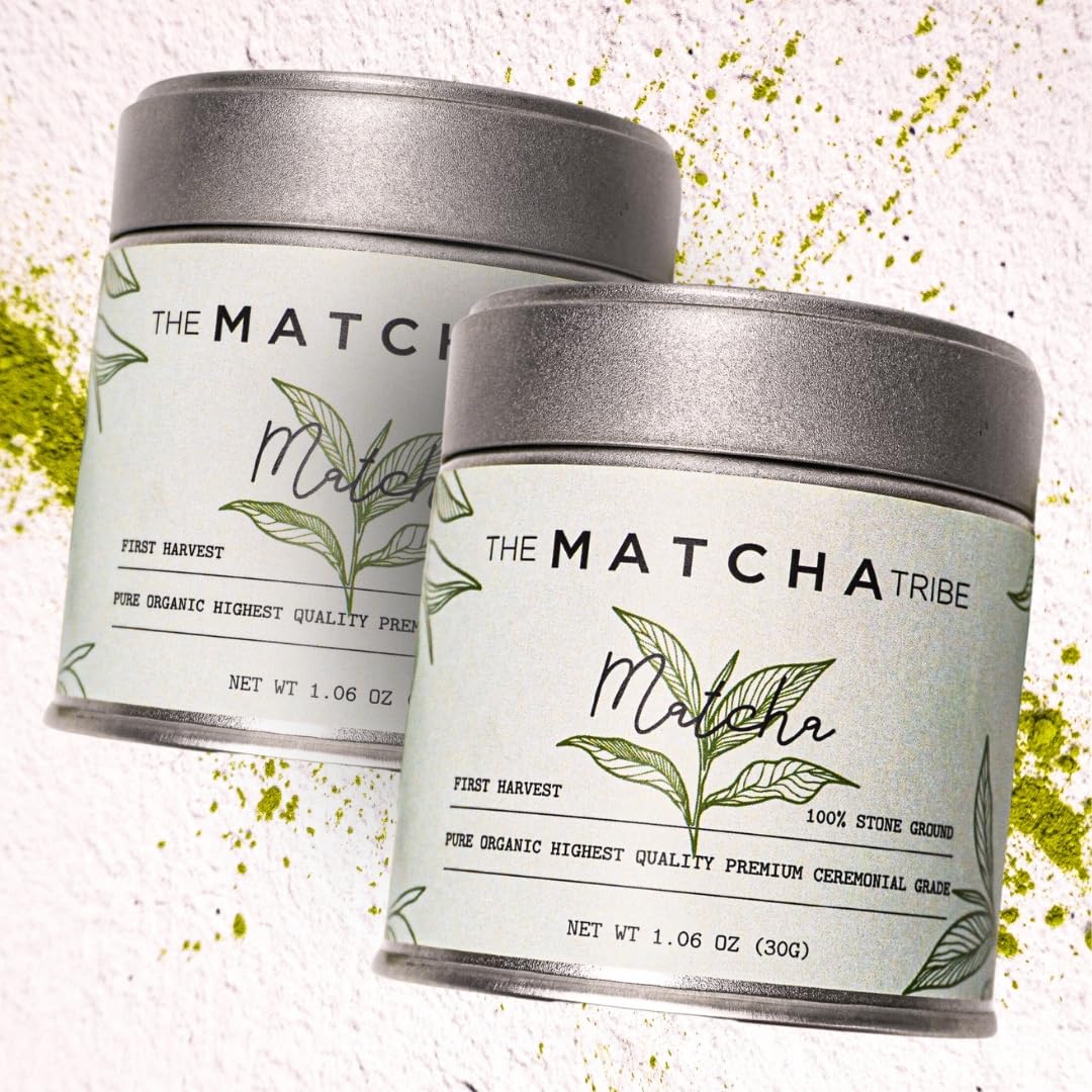 Ceremonial Grade Matcha Powder Set – 2 Pack First-Harvest Stone-Ground Matcha Green Tea from Japan | Premium Ceremonial Matcha | 2 × 30g Tins