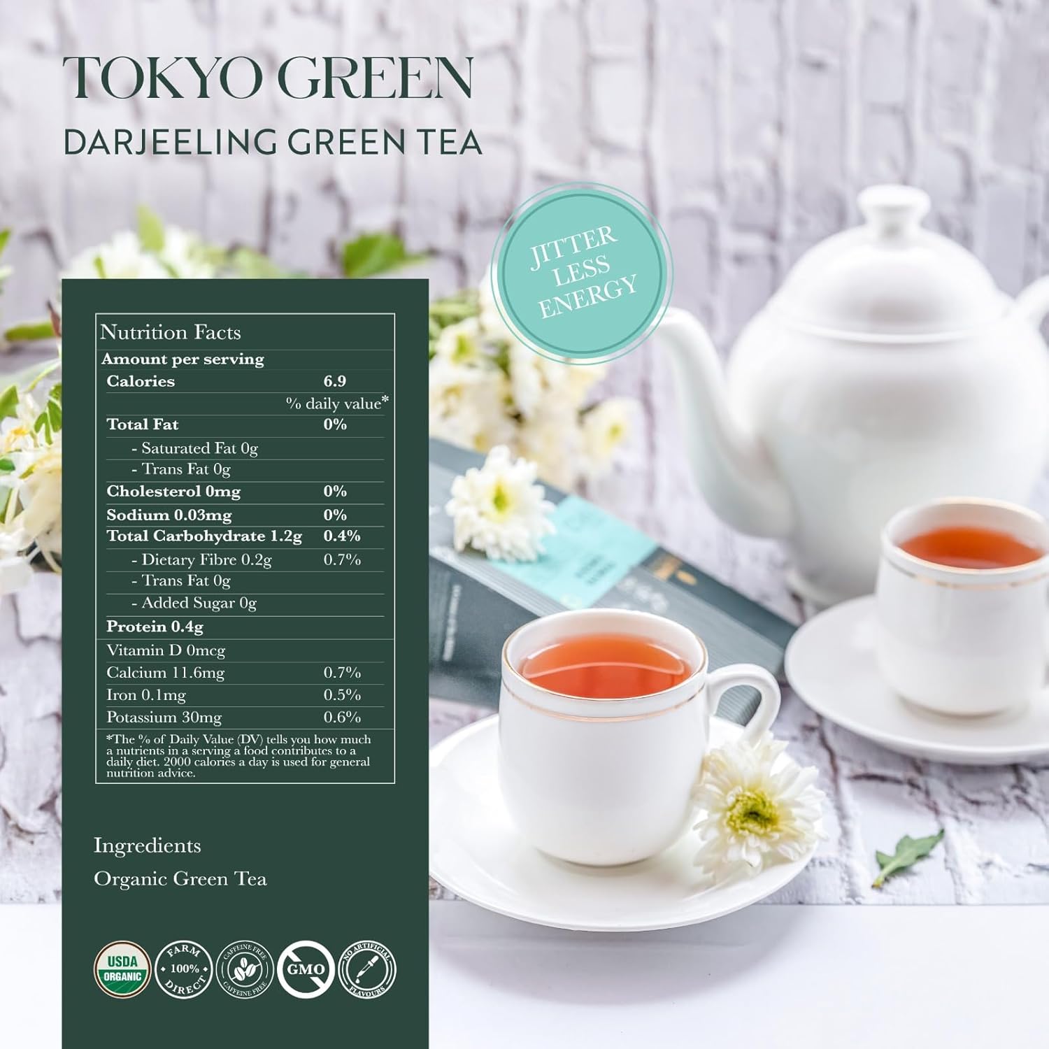 Luxmi Estates - Tea Set - Energy and Balance - 4 Packs with Organic Green, Jasmine, Ashwagandha and Hibiscus Rose Tea - Great Gift Set for Adults