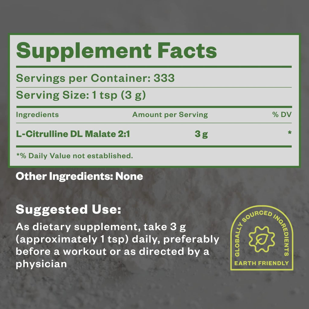 L Citrulline Malate 2:1 Powder, 1 kg, Supplement and Nitrate for Strength Performance and Energy, Pre-Workout L Arginine L Citrulline Supplement Powder, 334 Servings