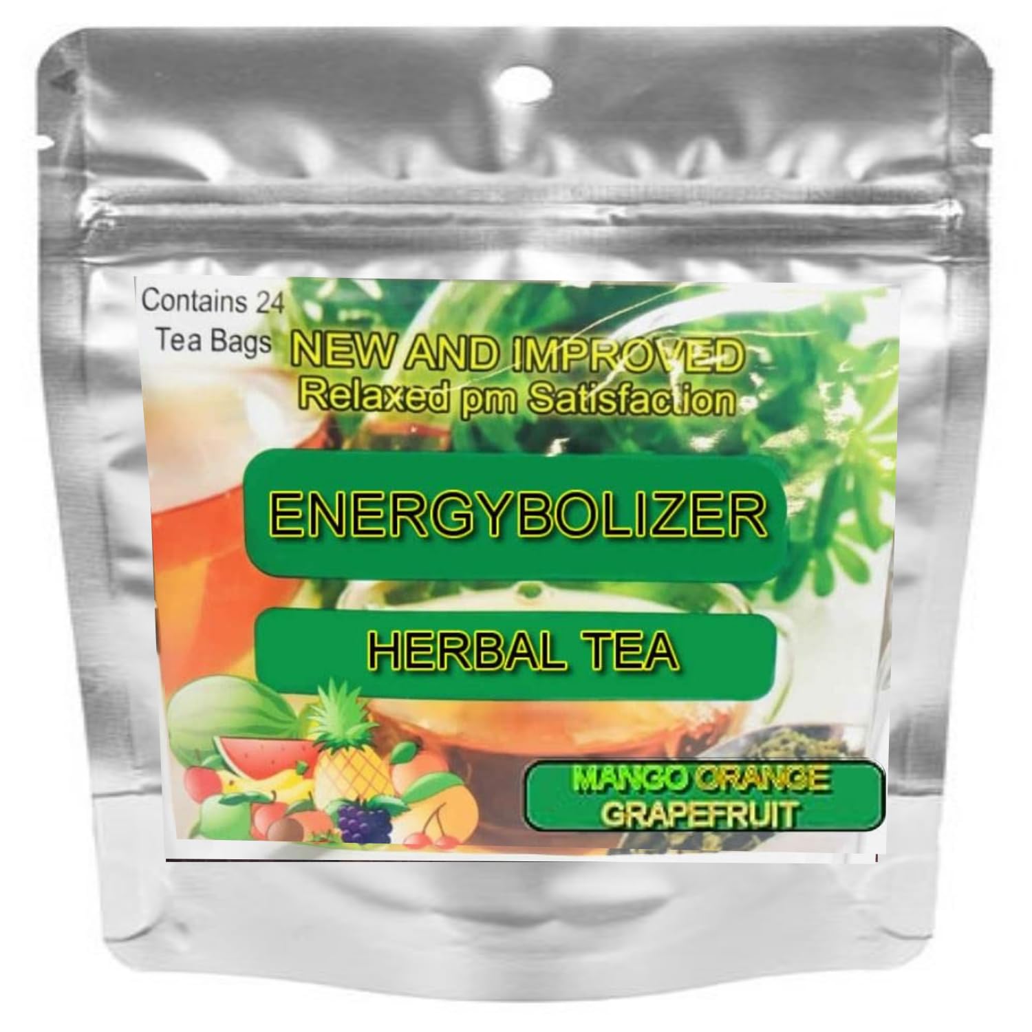 Energybolizer Perfect Weight Herbal Tea (24 Bags)| Natural Energy Booster for Women and Men | Increase Energy, Improve Digestion (Mango Orange Grapefruit)