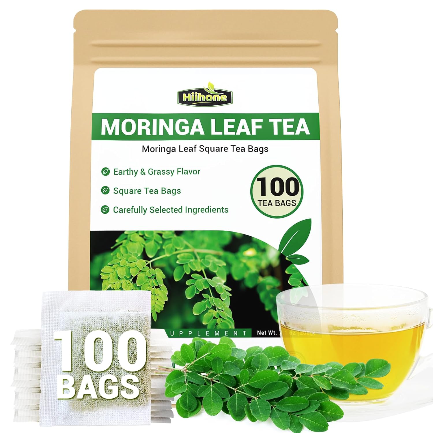 Moringa Leaf Tea - Caffeine Free, 100 Teabags