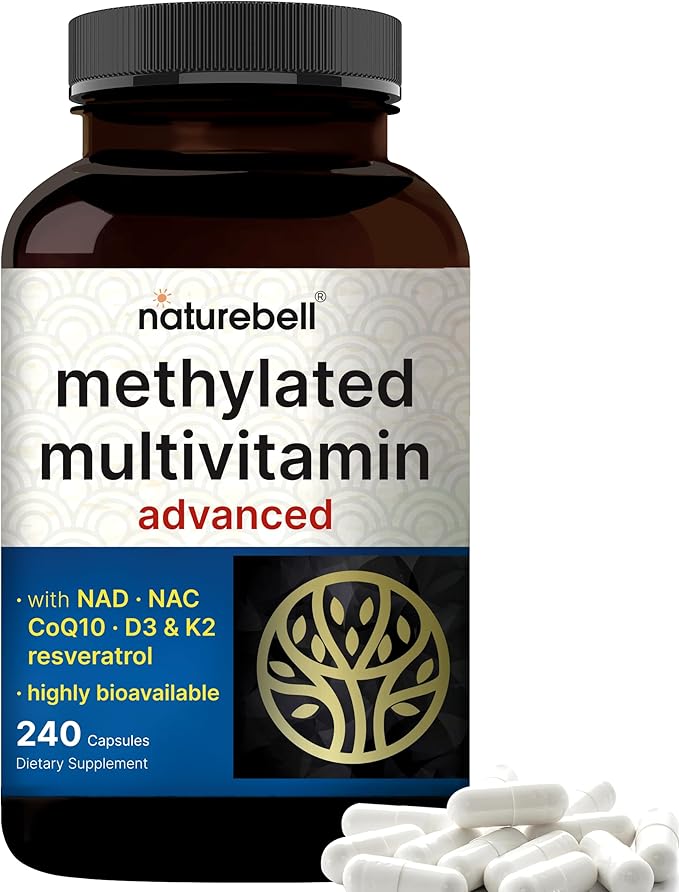 Methylated Multivitamin, 240 Capsules | Highly Bioavailable – 27 Advanced Nutrients – Vitamins A, C, D3, K2 + B Complex with Methylfolate, Methylcobalamin & NAD, NAC, CoQ10, Resveratrol, & Magnesium