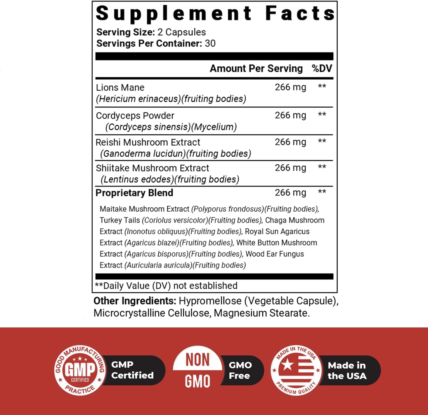 Dr. Love Roar Lion’s Mane Mushroom Supplement – Plant-Based Formula with Cordyceps, Reishi & Shiitake – Vegan, Gluten-Free, GMP Certified, Made in USA – 60 Capsules, 4 Month Supply