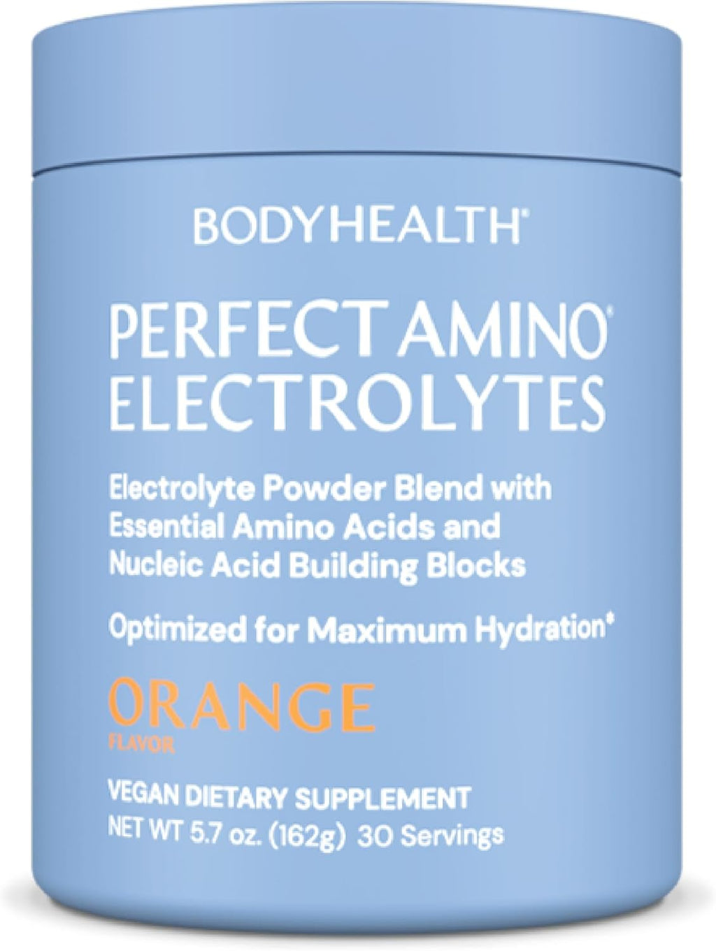 BodyHealth PerfectAmino Electrolytes Powder No Sugar, Keto Sugar Free Fasting Electrolytes Drink Mix, Hydration Powder with Trace Minerals - Orange - 30 Servings