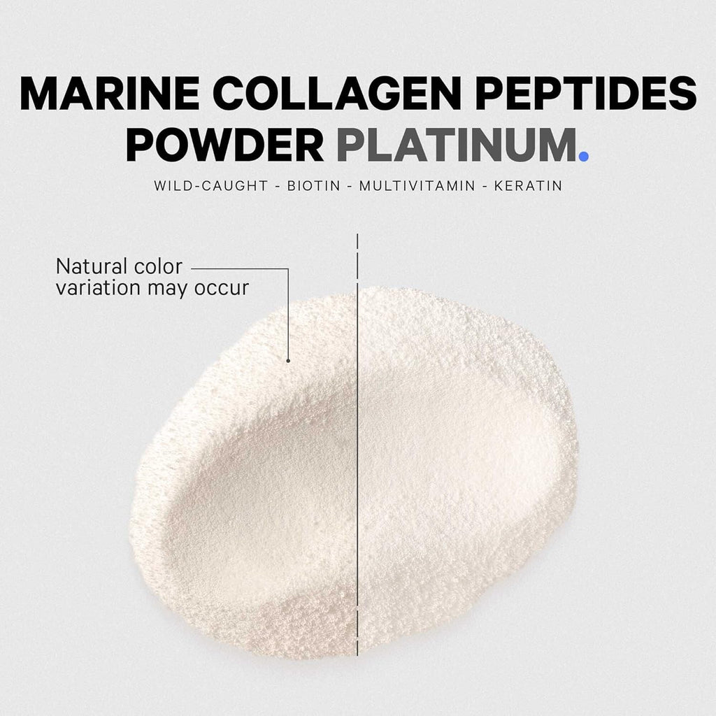 Codeage Marine Collagen Protein Powder Supplement Platinum - Biotin 10,000 mcg, Vitamin C, D3 & B6, Keratin, Hyaluronic Acid, Niacin, Wild Caught Hydrolyzed Fish Collagen Peptides - Non-GMO - 11.50 oz