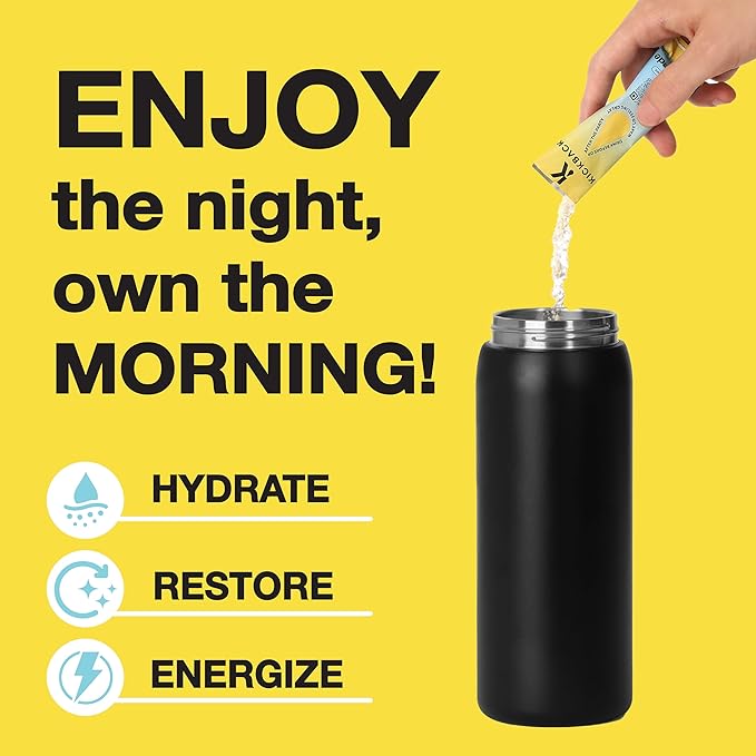 Kickback Morning Boost Lemonade 10 Pack – Electrolyte Hydration Beverage with Electrolytes & Vitamins for Enhanced Energy & Focus – Innovative Proprietary Drink for Liver & Gut Support