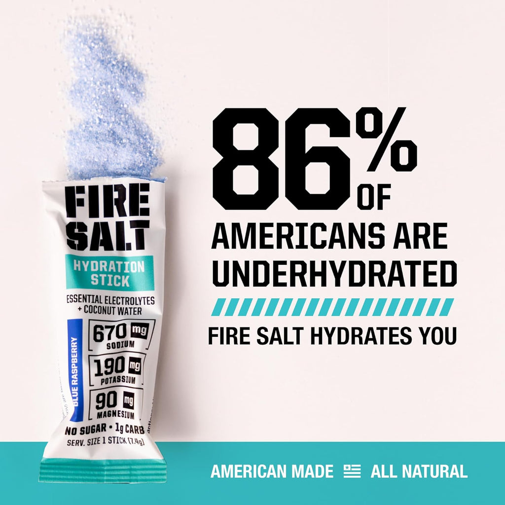 Fire Science Fire Salt Hydration Sticks, Electrolytes & Coconut Water, Hydration Drink Mix with Magnesium, Potassium & Sodium, Zero Sugar, Single Serve On The Go Packs, Watermelon Flavor, 32 Count