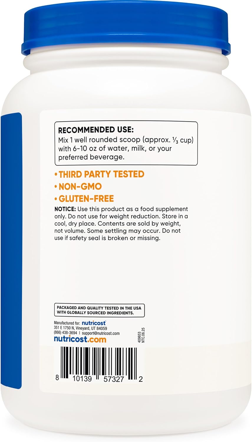Nutricost Whey Protein Concentrate (Unflavored) 2LBS - Gluten Free & Non-GMO