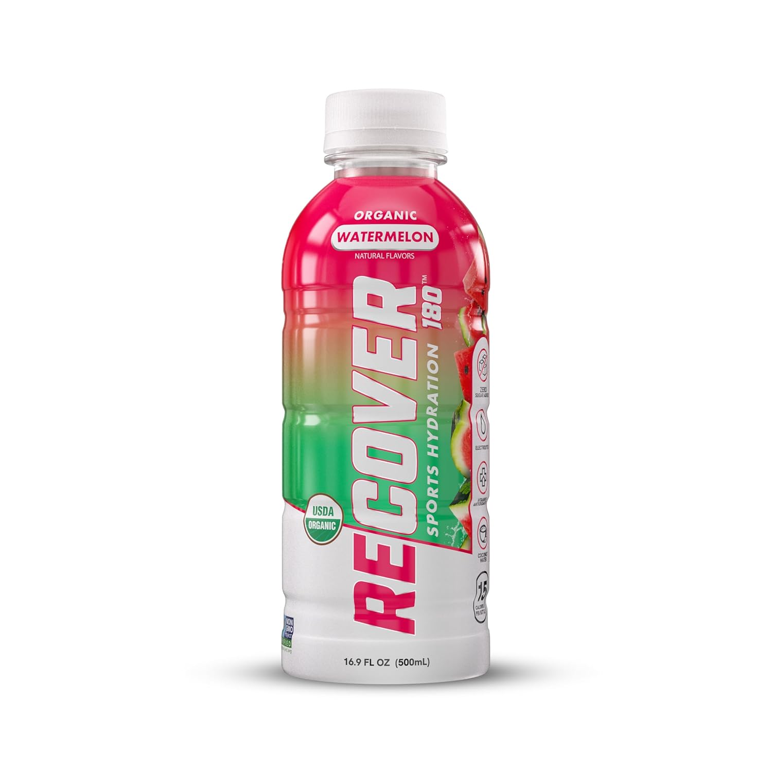 RECOVER 180 Organic Sports Hydration Drink, No Sugar Added, 15 Calorie Sports Beverage, Organic Flavors With Vitamins, Potassium-Packed Electrolytes (16.9 Fl Oz (Pack of 12), Variety Pack)