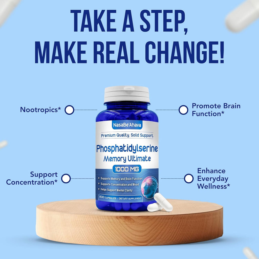 Memory Supplement for Brain Support | Phosphatidylserine Supplement with Memory and Focus Complex with Ginkgo Biloba DMAE Rosemary and Gotu Kola | Made and Tested The USA (66 Day Supply)