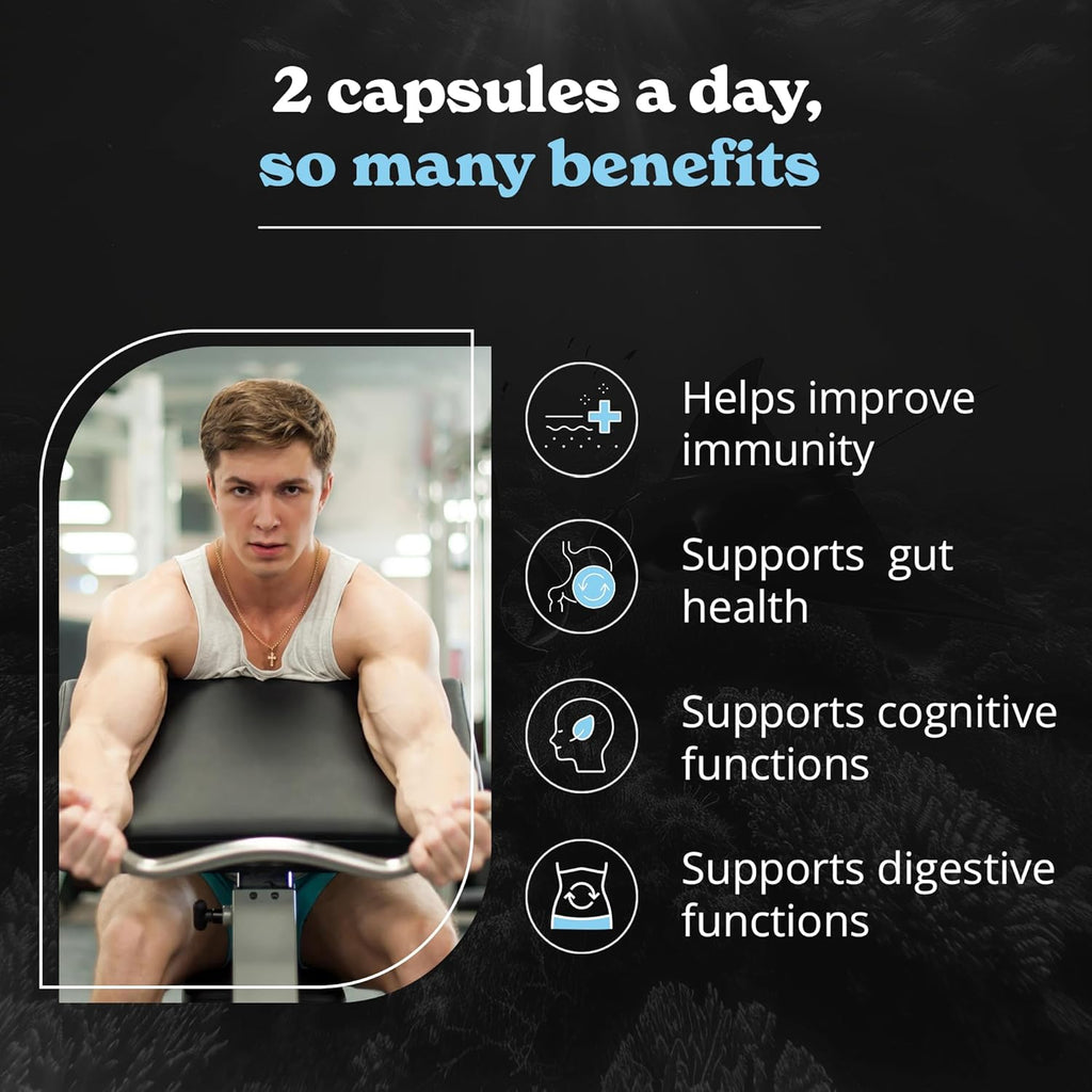 Sea Moss Capsules Pack of 2 with Black Seed Oil, Ashwagandha & Black Pepper for Stamina, Strength & Endurance- High Potency Sea Moss Supplement - 60 Servings, 240 Capsules