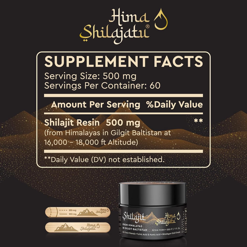 Shilajit Pure Himalayan Shilajit Resin - Gold Grade 100% Pure Shilajit with Fulvic Acid & 85+ Trace Minerals Complex for Energy & Immune Support, Pack of 2 (4 Months Supply)