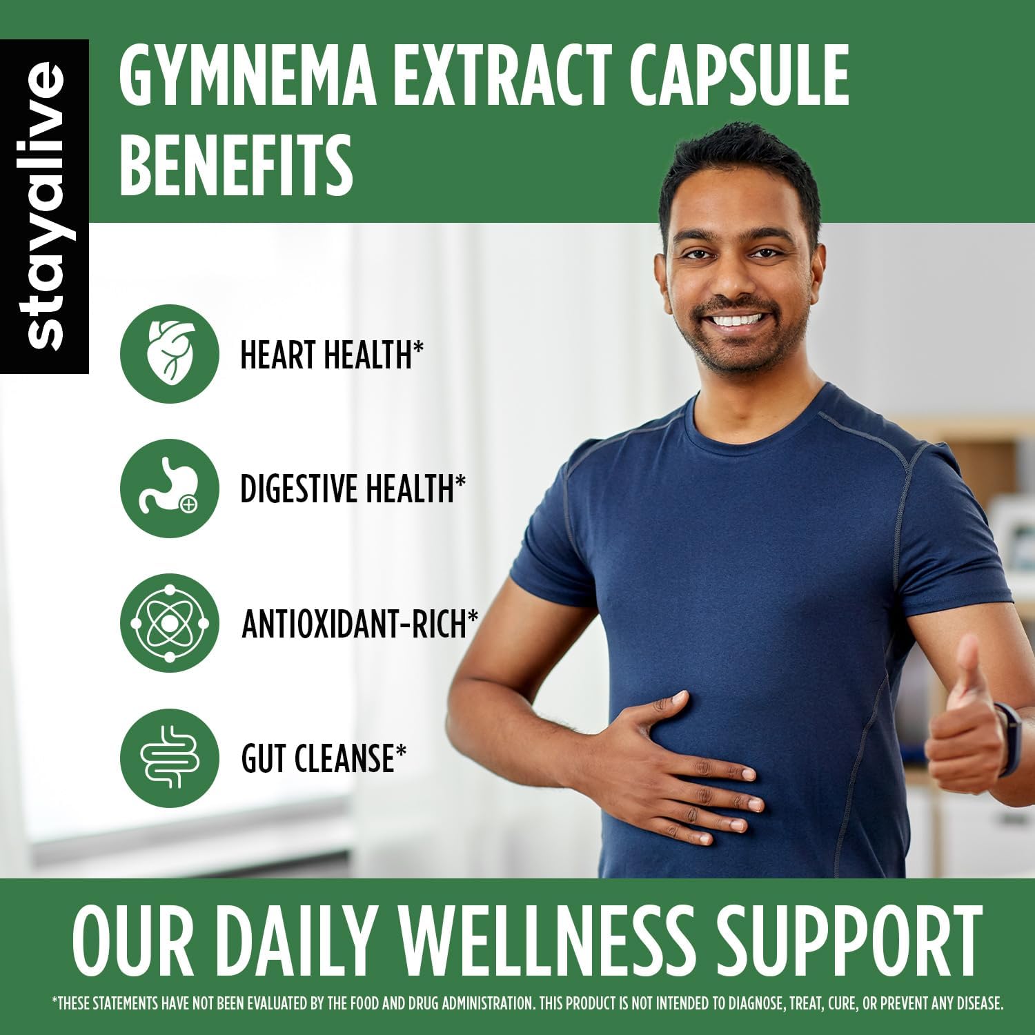 STAY ALIVE Gymnema Sylvestre 25:1 Extract, 120 Capsules with Bitter Melon, Ceylon Cinnamon, Berberine, Turmeric, Ginger, Amla Powder and Fenugreek, Non-GMO & Gluten Free Gymnema Sylvestre Supplement