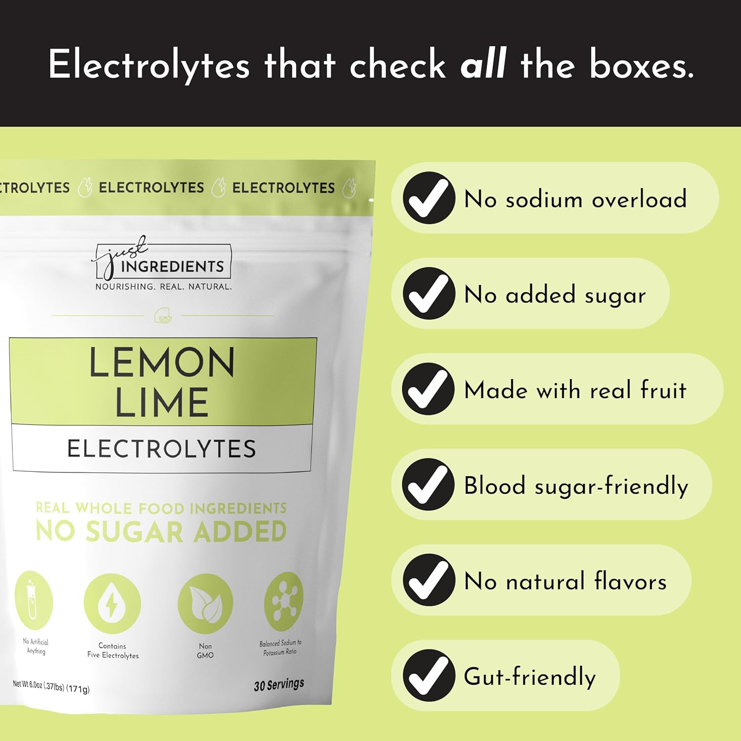 Lemon Lime Electrolytes – 30‑Serving Hydration Drink Mix with Coconut Water, Sea Salt, and Trace Minerals – Supports Energy, Recovery, and Electrolyte Balance*