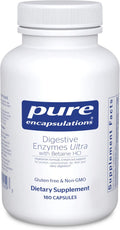 Pure Encapsulations Digestive Enzymes Ultra with Betaine HCl - Vegetarian Digestive Enzyme Supplement to Support Protein, Carb, Fiber, and Dairy Digestion* - 180 Capsules