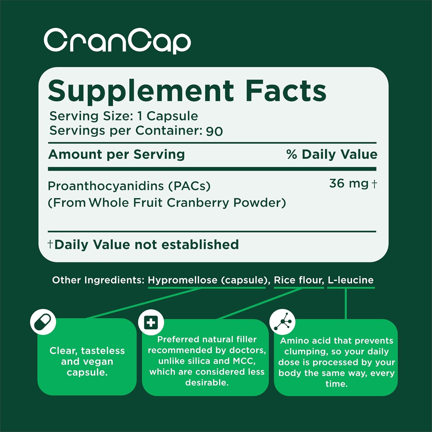 Cranberry Pills - Urinary Tract Health Cranberry Supplement - 36mg of Potent PACs - Non GMO, Vegan, Gluten Free - by Heale - 90 Capsules