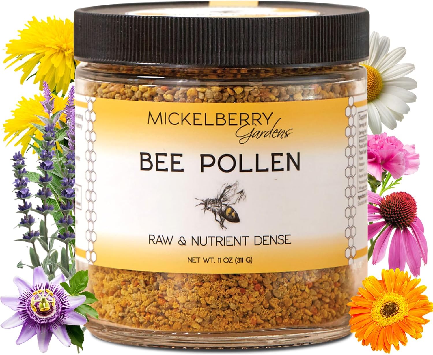 Mickelberry Gardens Bee Pollen Granules – 100% Raw, Pure Superfood Packed with Protein, Vitamins, Minerals & Antioxidants – 11 Oz