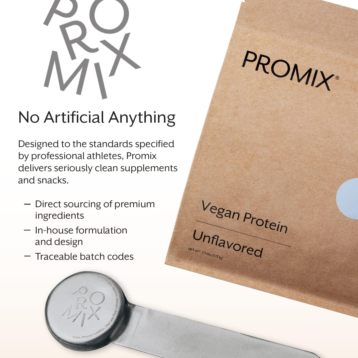 ProMix Nutrition Plant-Based Vegan Protein Powder, Unflavored - Pea Protein & Vitamin B-12 - ­Post Workout Fitness & Nutrition Shakes, Smoothies, Baking & Cooking Recipes - 2.5 Pound (Pack of 1)