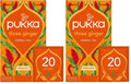 Pukka Organic Herbal Tea Ginger Herbal Teas Three Ginger Tea with Galangal & Turmeric 20 Tea Bags (Pack of 2)