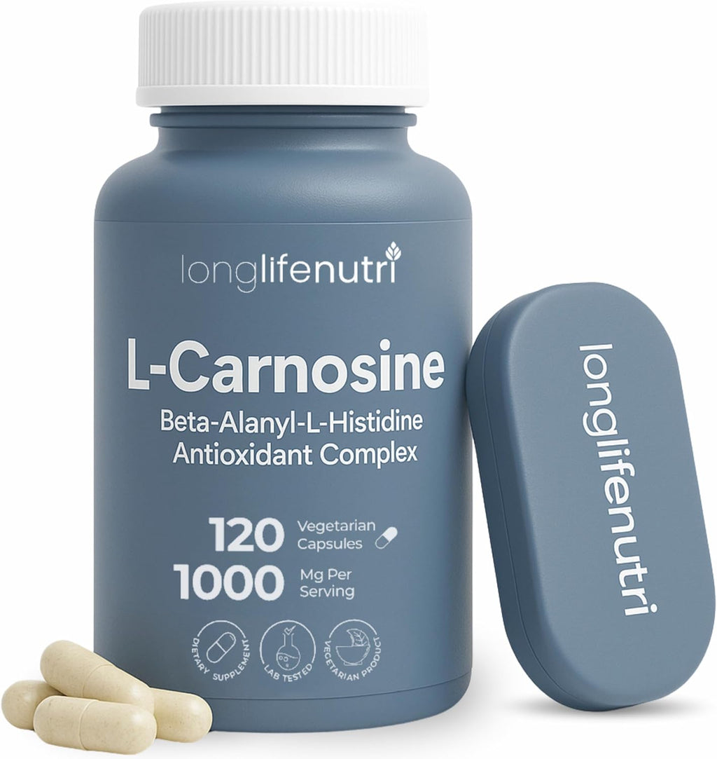 L-Carnosine 1000mg - Beta-Alanyl-L-Histidine Supplement for Cellular Energy & Brain Clarity, 120 Vegetarian Capsules, 2-Month Supply, GMP Certified, Made in USA