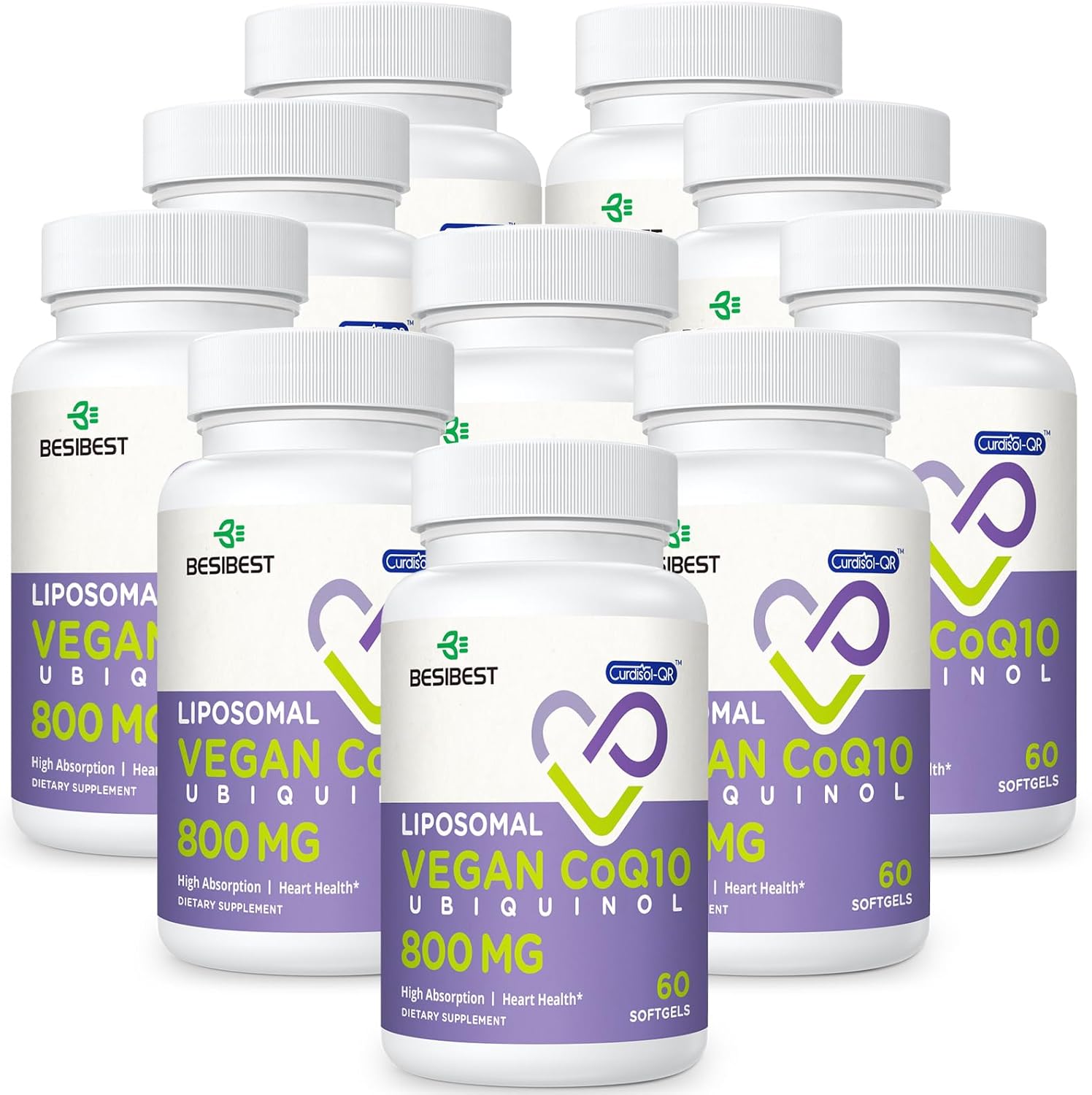 Liposomal Ubiquinol CoQ10 800 MG Softgel, High Absorption CoQ10 Ubiquinol Supplement, Active Coenzyme Q10 800mg, Powerful Antioxidant for Heart & Brain Function, Energy Production, 600 Vegan Softgels