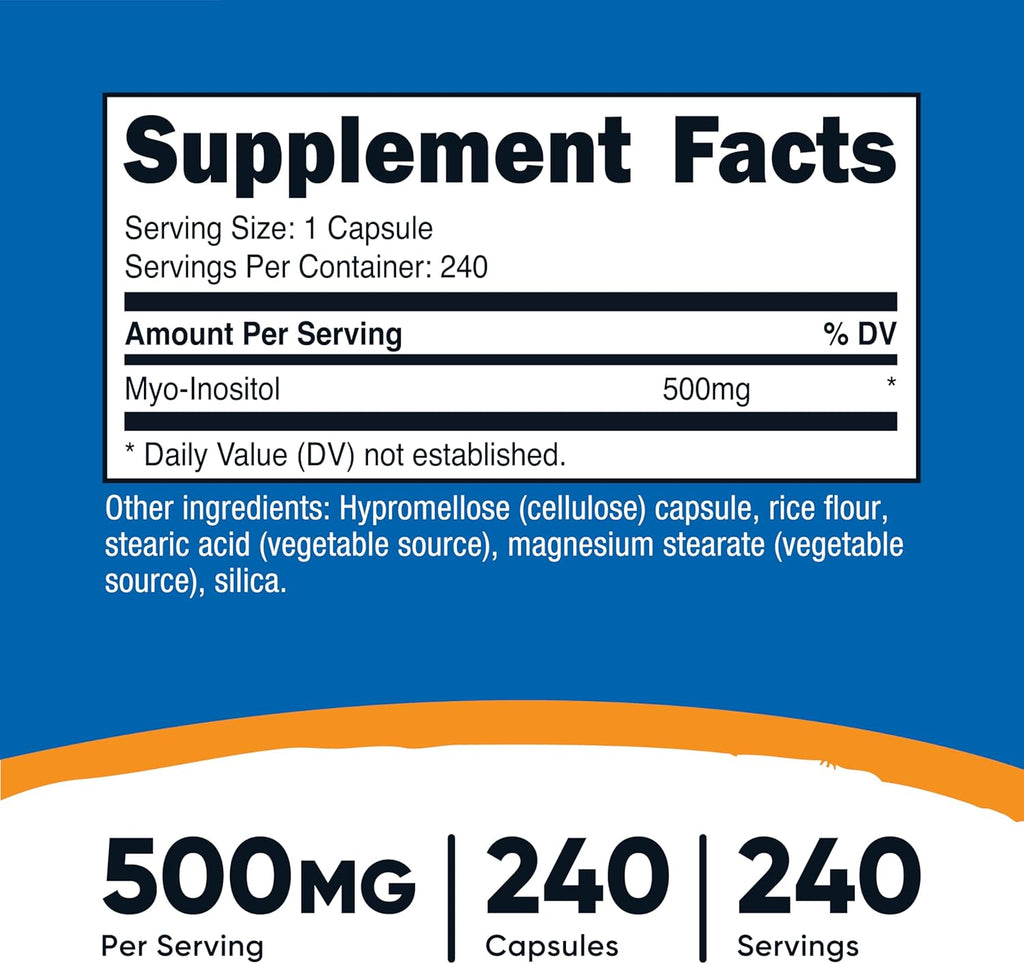 Nutricost Inositol Capsules 500mg, 240 Capsules - Veggie Capsules, Non-GMO, Gluten Free (Myo-Inositol)