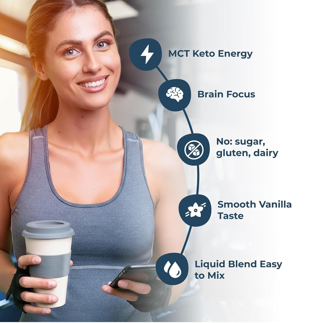 MCT Oil Blend – Vanilla | Keto-Friendly Liquid for Energy & Focus | Dairy-Free, Sugar-Free, Gluten-Free, Vegan | 30 Servings