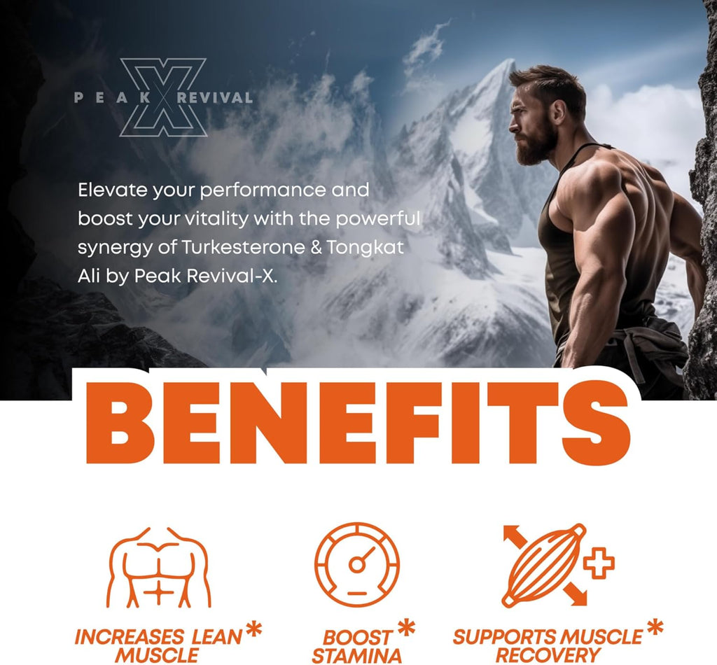 Turkesterone & Tongkat Ali 1000mg Supplement - 500mg Ajuga Turkestanica Per Serving Increase Stamina, Lean Muscle Growth & Recovery - Made in The USA (60 Capsules)