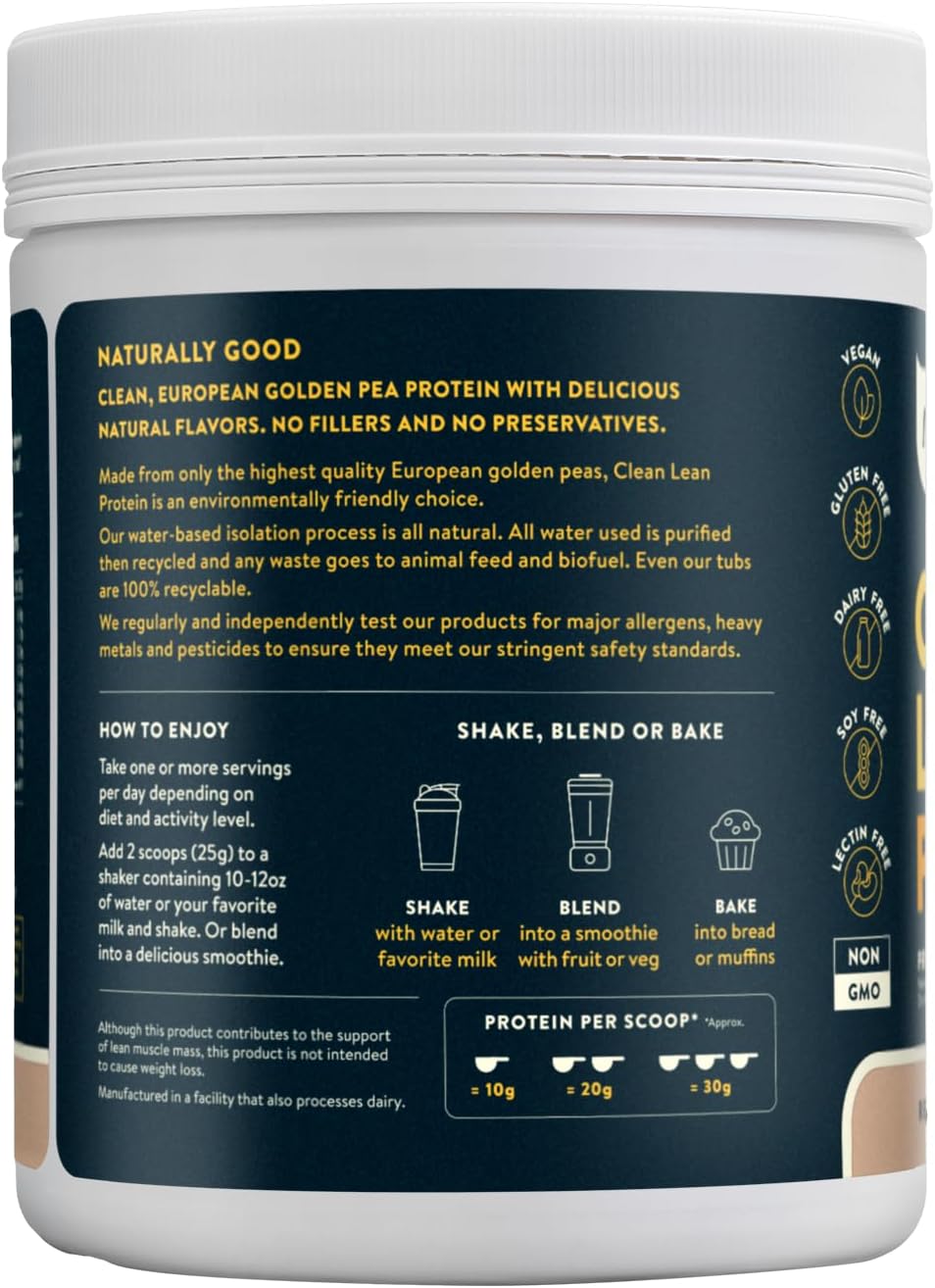 Nuzest - Pea Protein Powder - Clean Lean Protein, Premium Vegan Plant Based Protein Powder, Dairy Free, Gluten Free, GMO Free, Protein Shake, Real Coffee, 20 Servings, 1.1 lb