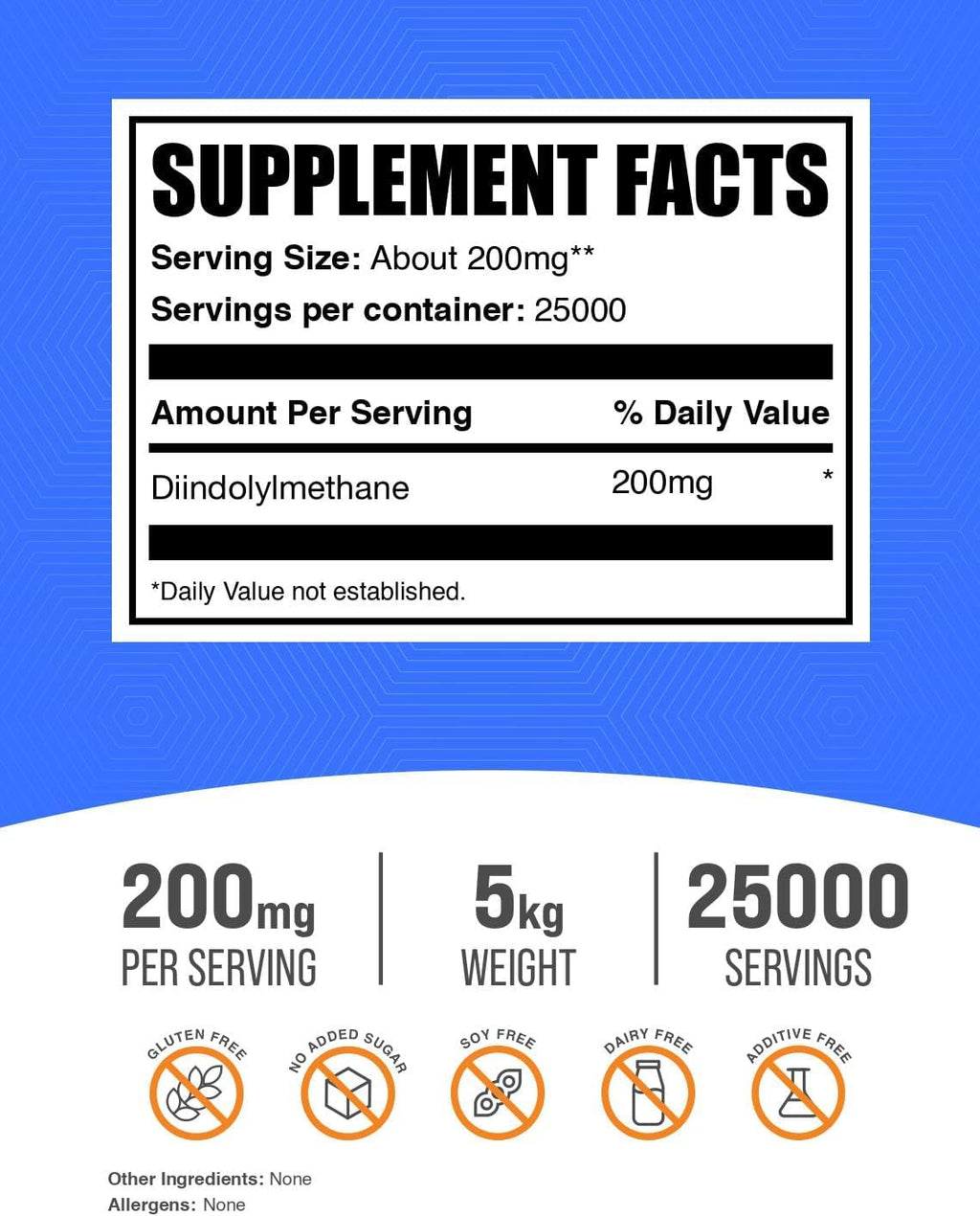 BulkSupplements.com DIM Powder - Diindolylmethane Powder, DIM Supplement for Men & Women - DIM 200mg, Gluten Free - 200mg per Serving, 5kg (11 lbs) (Pack of 5)