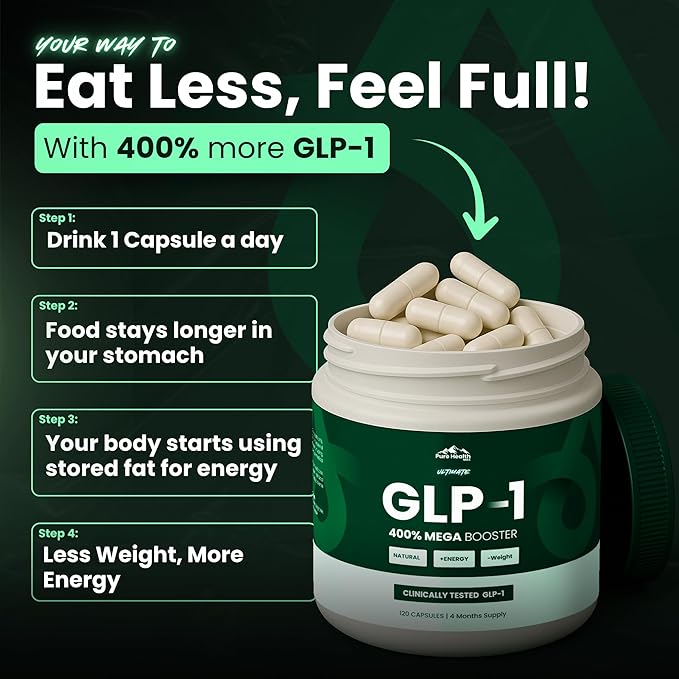 Ultimate GLP-1 Supplement for Men and Women, Akkermansia Probiotic - Natural GLP1 Supplements | 120 Tablets, 4 Months Supply