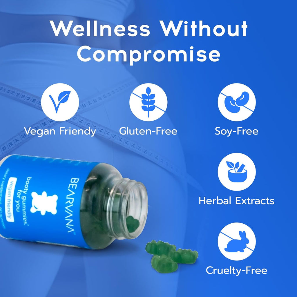 BEARVANA Peach Support Gummies for Women | Fitness Supplement | Boost Confidence | 9 Herbal Extracts Including Maca Root, Fenugreek and Ginger Root | Essential Vitamins | Berry Flavor | 60 Gummies
