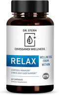 OMISSANDI-Wellness Relax Adrenal Support Supplement - Dr. Ian Stern Formulated - Manages Stress, Promotes Deep Sleep, Improves Mood-W/Holy Basil, Zinc, L-Theanine & More, Vegan Made in USA - 60 Caps