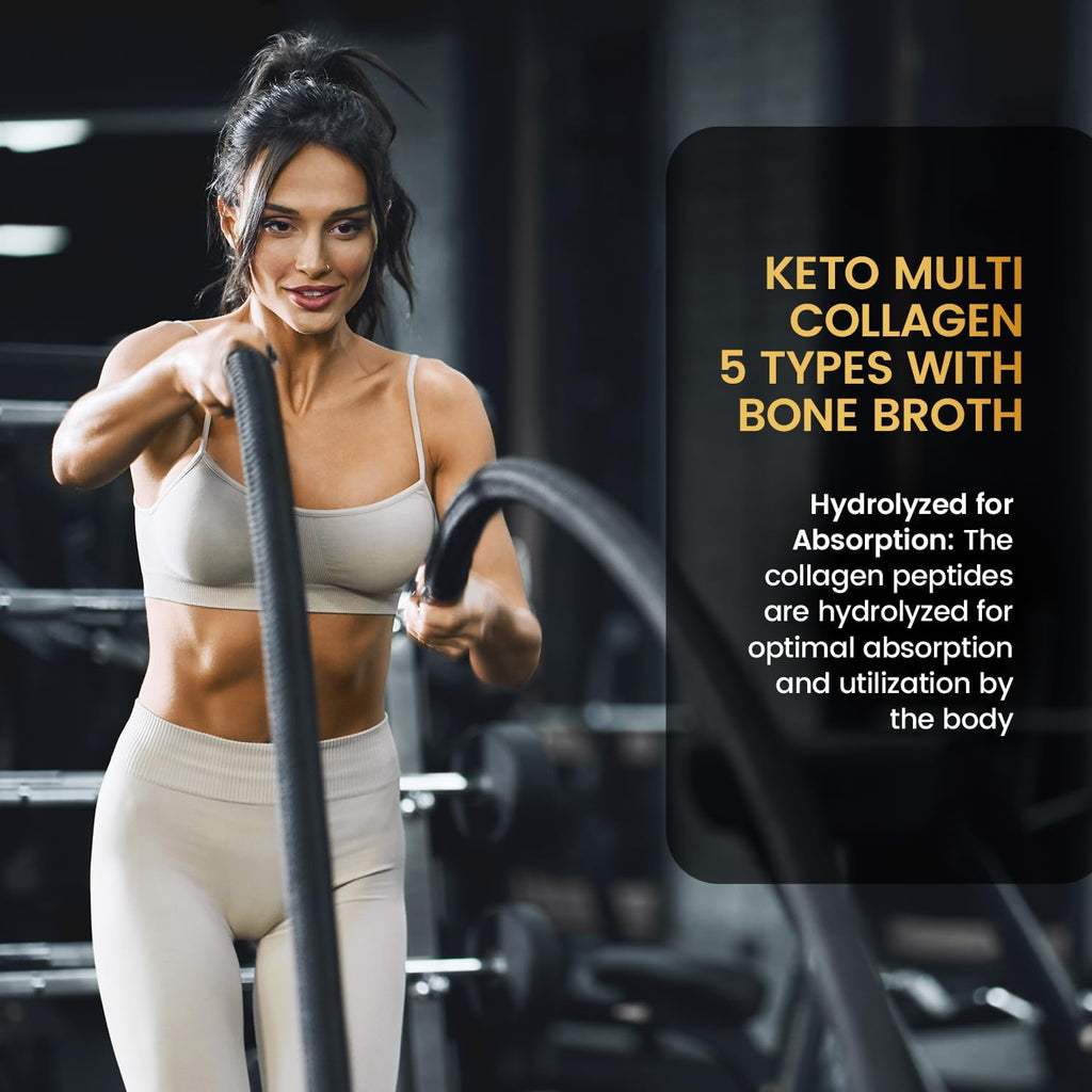 Multi Collagen Protein Powder 16.2 oz (Pack of 12) | 5 Types with Bone Broth, Hydrolyzed Peptides, Biotin & MCT Oil, Unflavored, Supports Skin, Hair, Nails, Joints & Gut Health