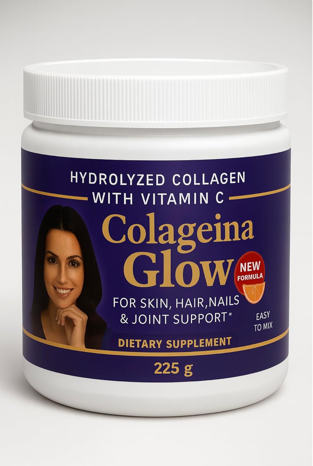 Colageina Glow Hydrolyzed Collagen with Vitamin C – 225g Powder + 60 Capsules | for Skin, Hair, Nails & Joint Support | Easy to Mix, Dietary Supplement (New Formula) Pack 2
