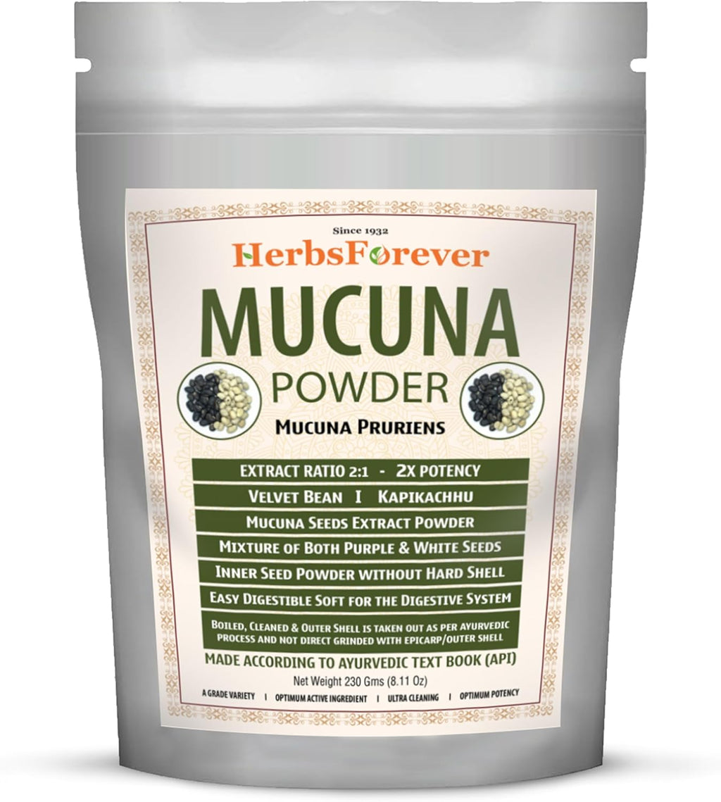Mucuna Pruriens Seed Powder 2X Potency Extract (2:1) | Purple & Yellow Seeds Blend, Velvet Bean, Non-GMO, Vegan, 230g | Supports Energy, Vitality, and Overall Wellness