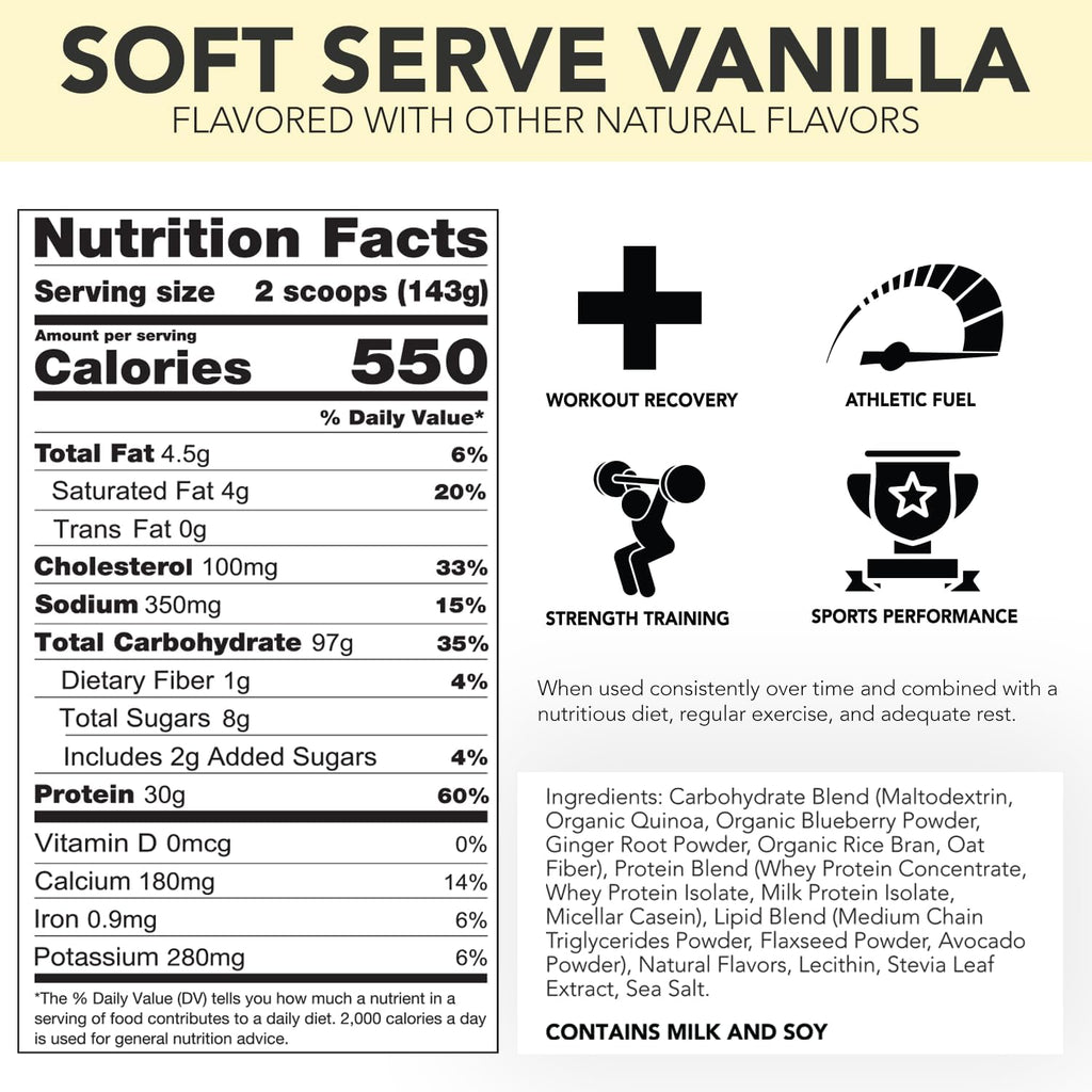 RIVAL NUTRITION Naturally Flavored Clean Gainer (5 lb, Soft Serve Vanilla)