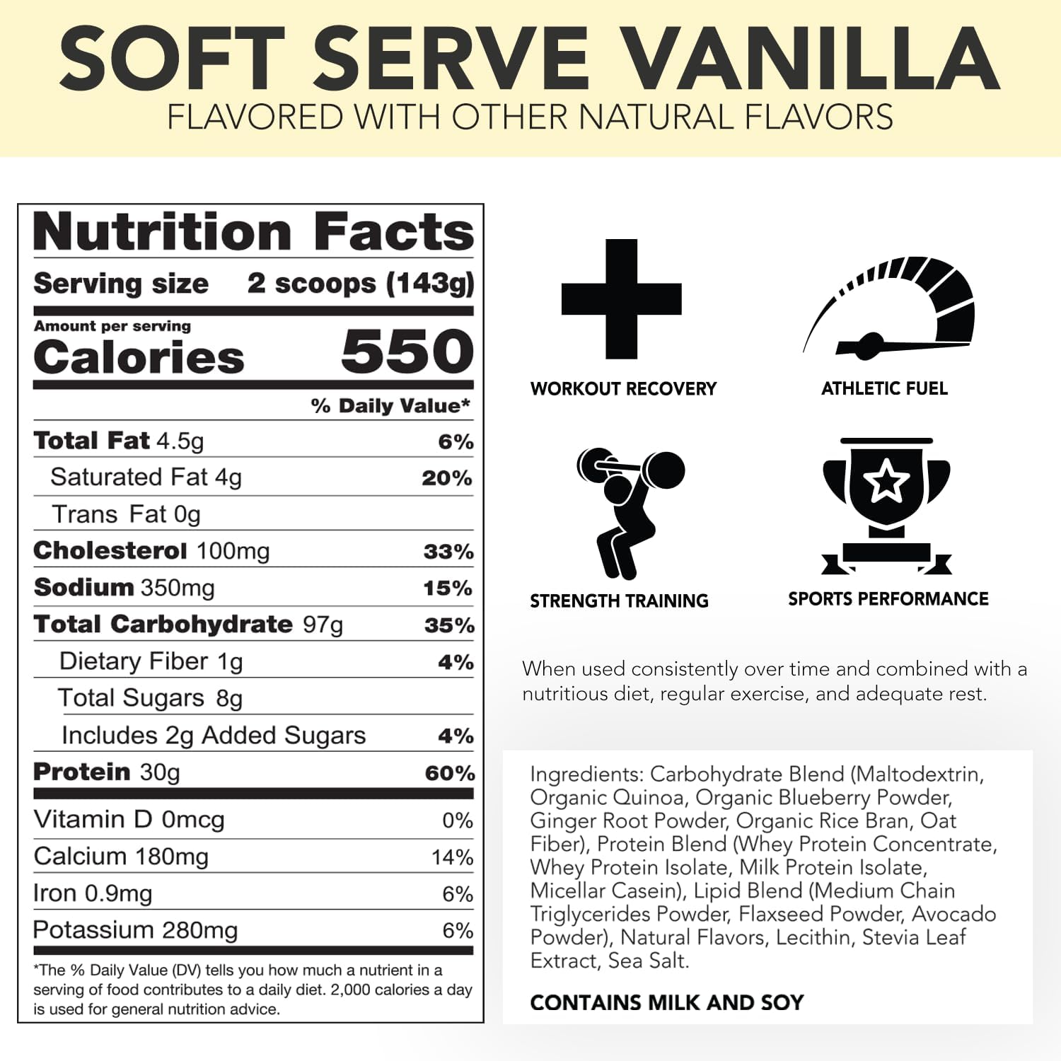 RIVAL NUTRITION Naturally Flavored Clean Gainer (5 lb, Soft Serve Vanilla)