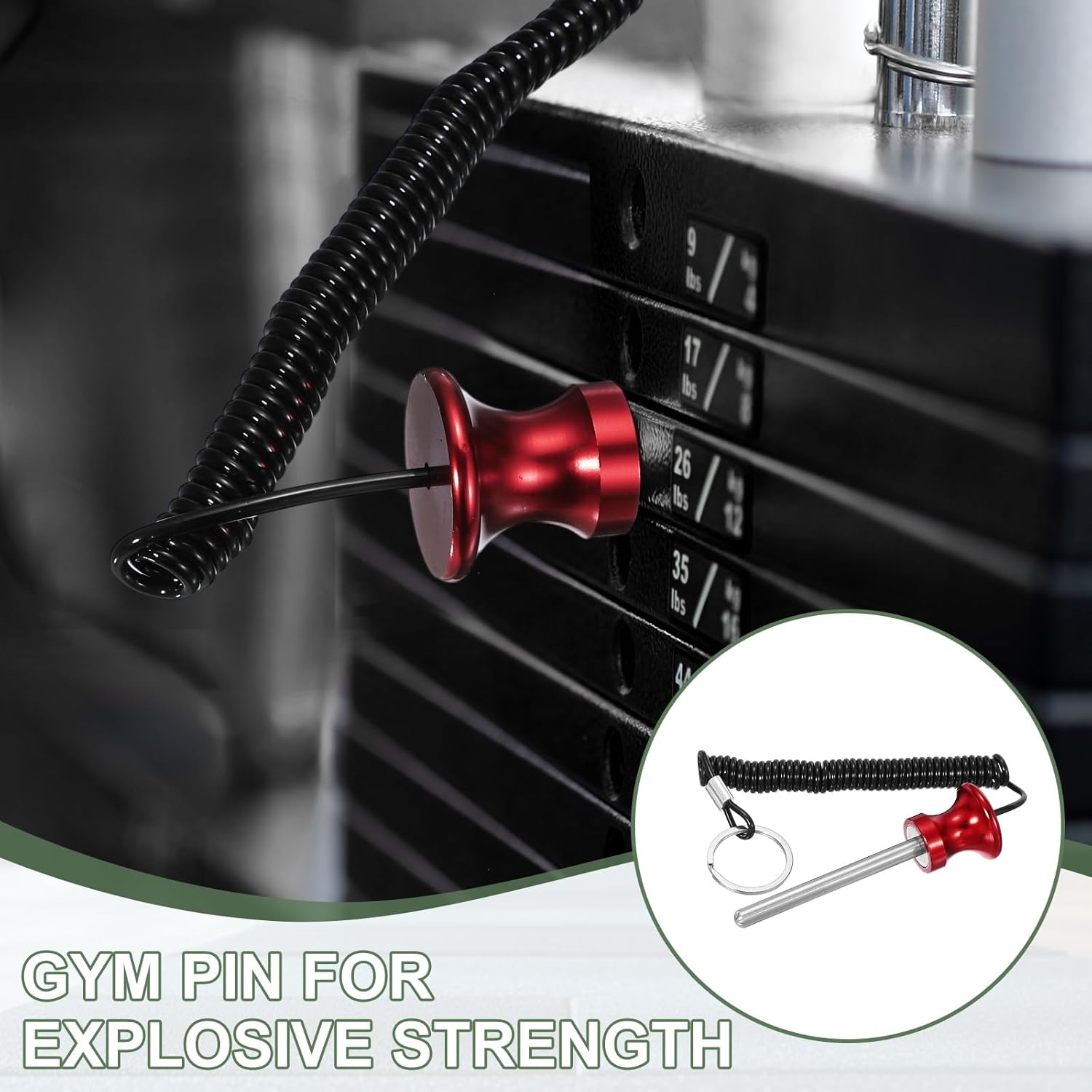 Weight Stack Pin, Weight Gym Pin Strength Training Equipment Replacement with Pull Rope for Home Gym Club