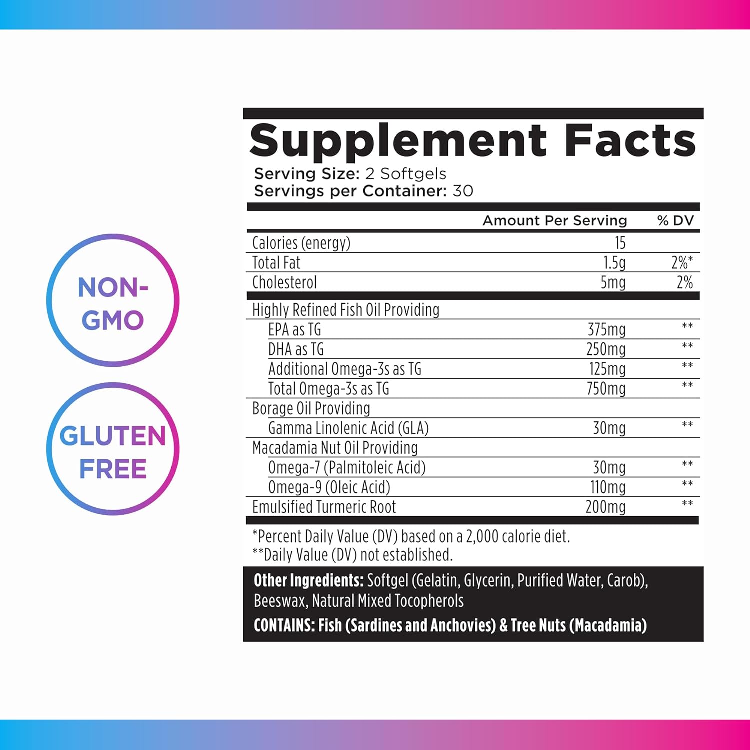Livingood Daily Triple Omega 3 6 9 Supplement Plus Turmeric Curcumin, DHA & EPA, Fish Oil Supplements for Brain & Heart Health and Joint Support, Advanced Absorption, Gluten Free, Non GMO, 60 Softgels