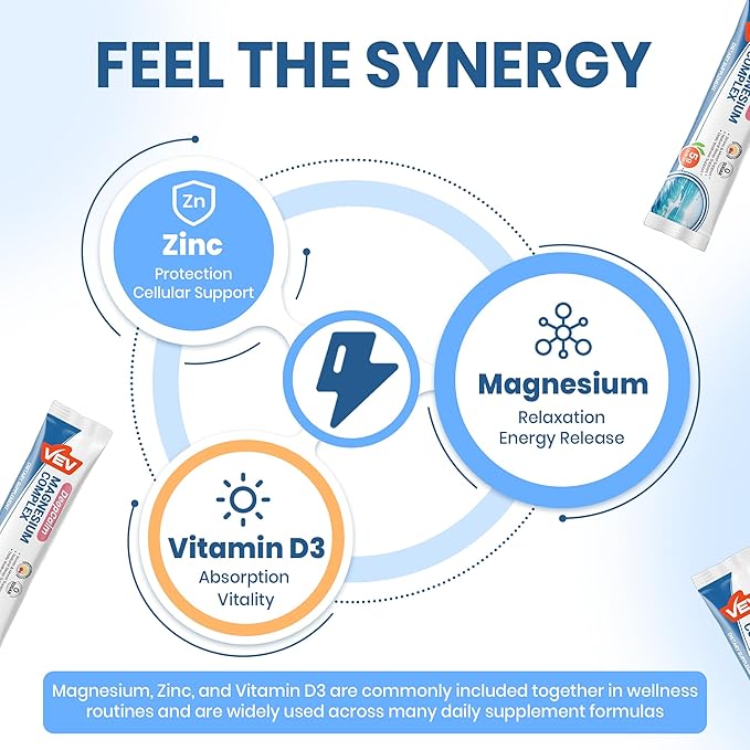 VEV Magnesium Complex for Women DeepCalm Magnesium Drink Powder Supplement with Ashwagandha, L-Theanine & Vitamin D – Calm & Relaxation – Raspberry Lemonade Flavor – Vegan – 30 Ct