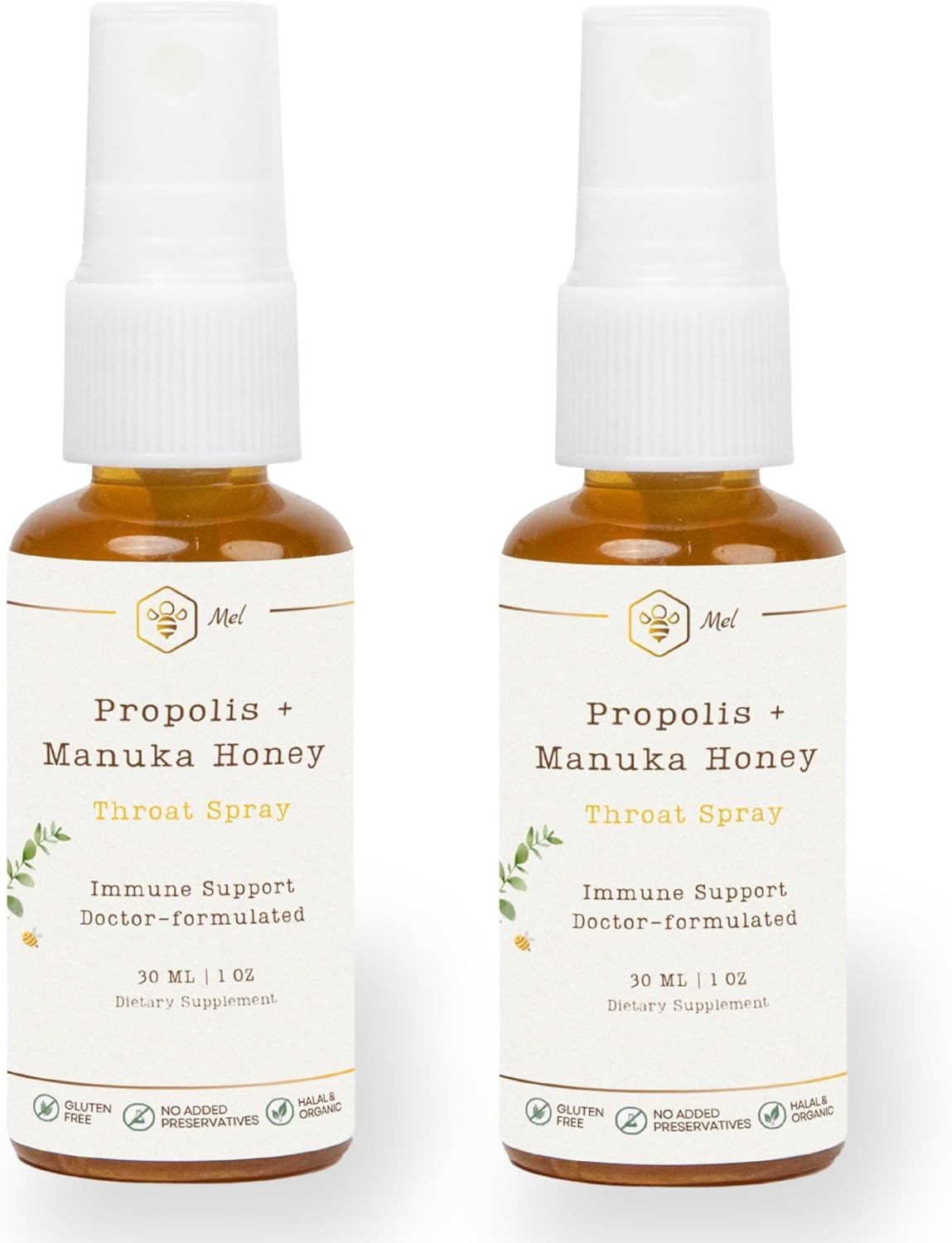 Mel Propolis and Manuka Honey Throat Spray with Lemon for Natural Immune Support & Sore Throat Relief 1 Fl Oz, Antioxidants, Keto, Paleo, Gluten-Free, (2)
